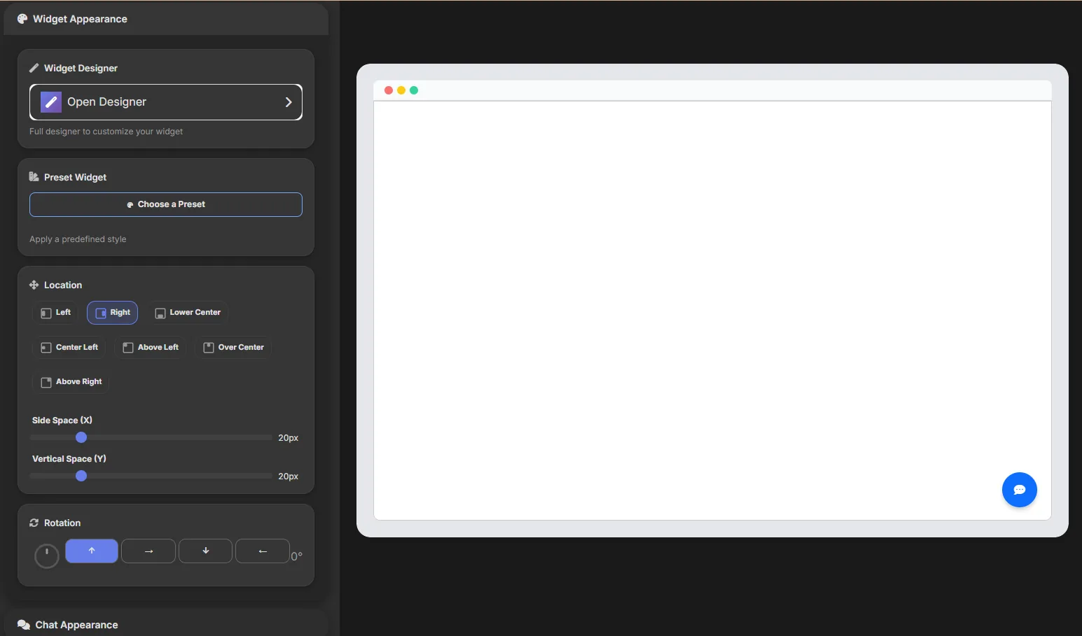 Esempi di personalizzazione del widget Bortex con colori, messaggi e posizione